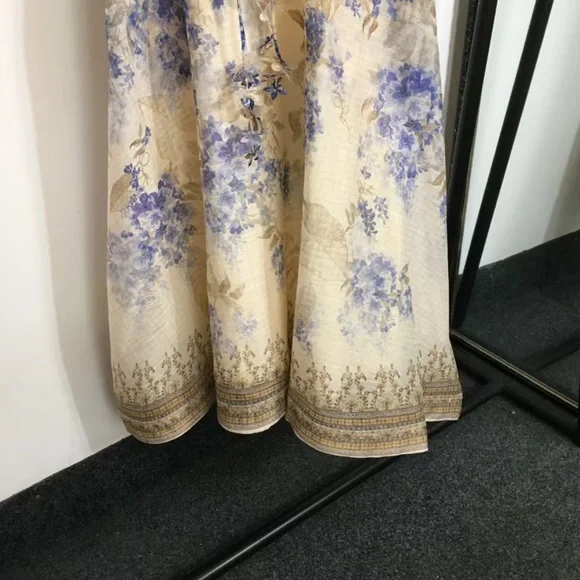 Zimmermann Cream & Blue Floral Corset Midi Dress
